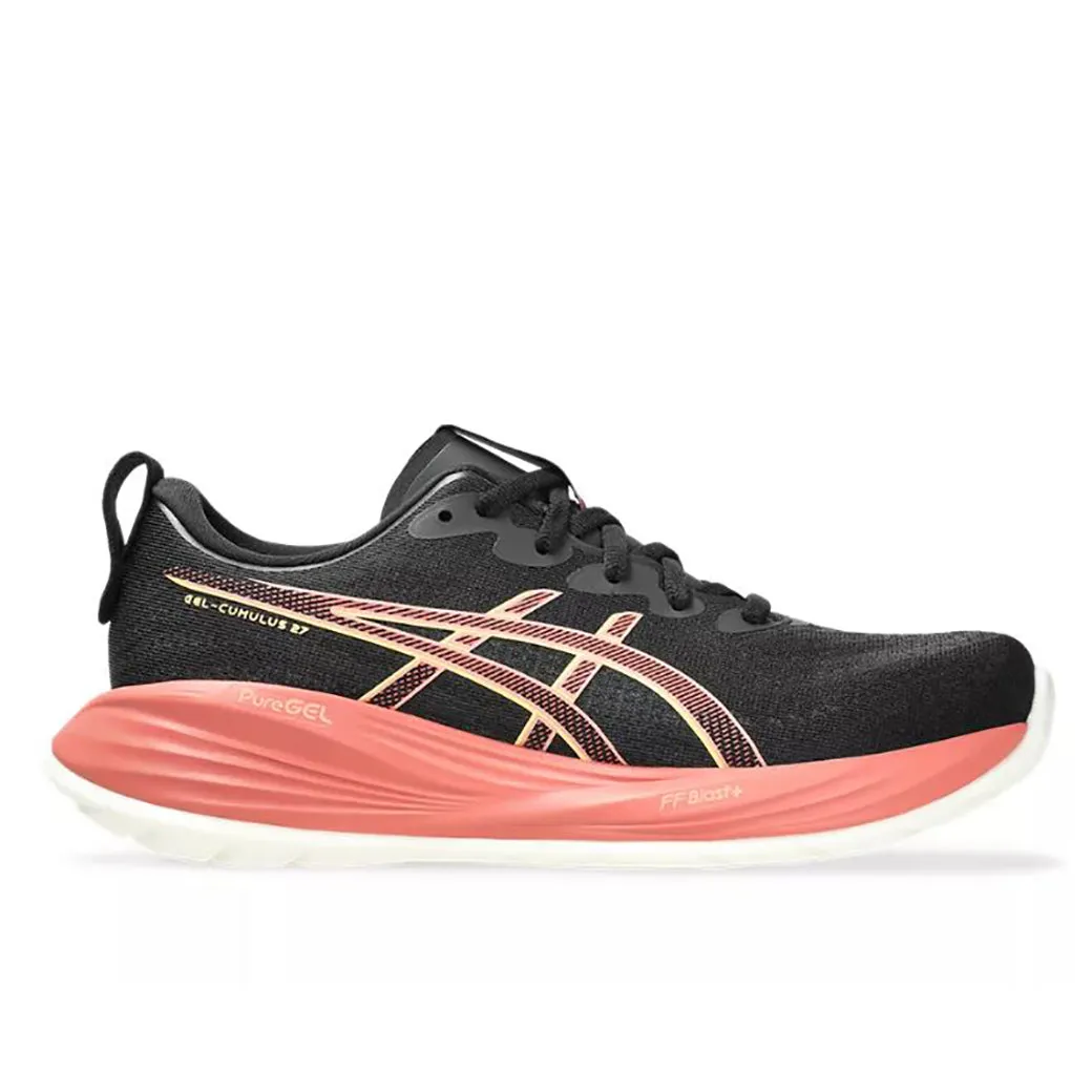 mythological - themed running shoes style - specific shoes Womens Asics Gel-Cumulus 27 in Black/Orange Glow