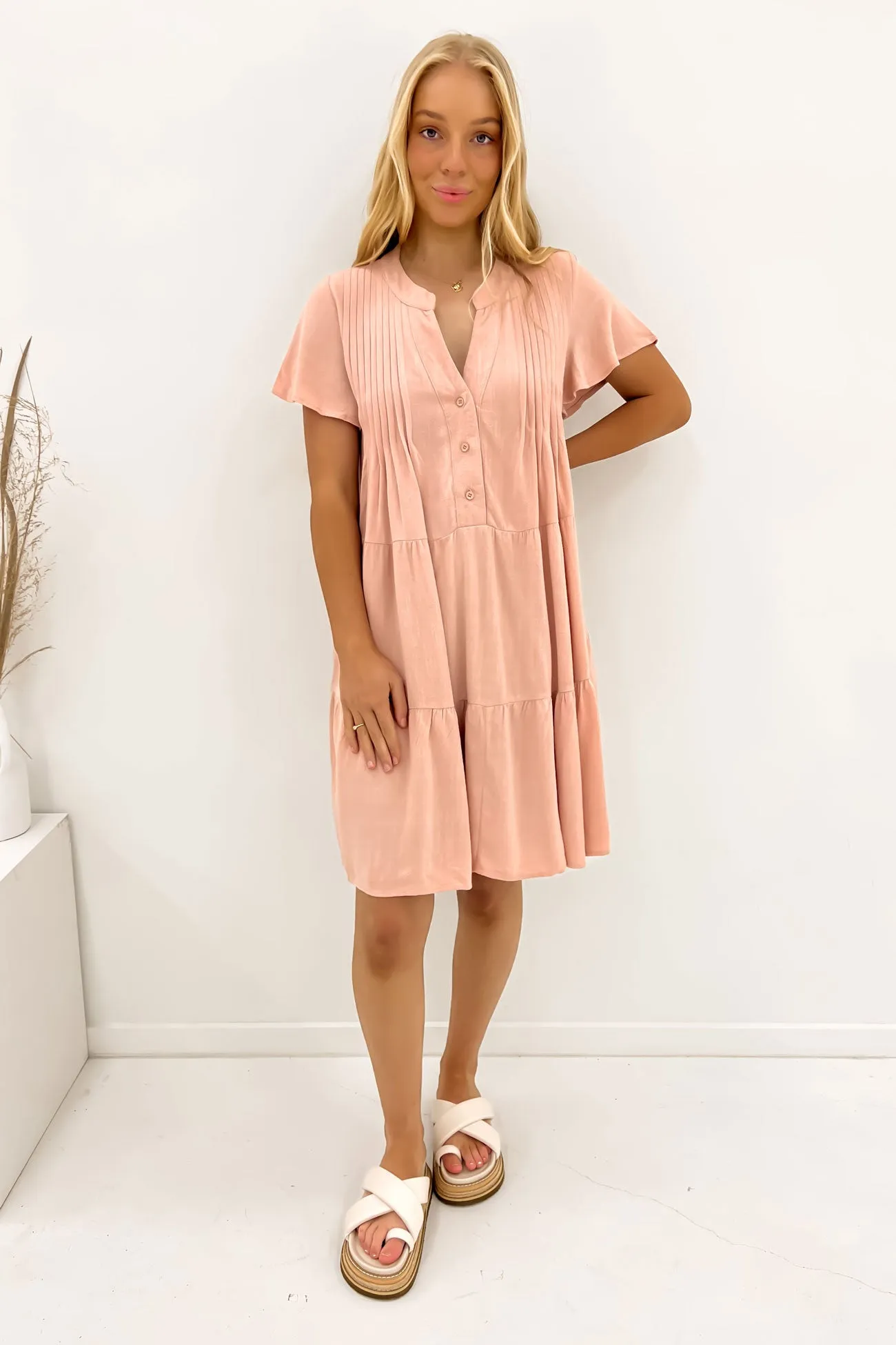 FoldablePackaging Maternity-Fit Blaire Mini Dress Blush