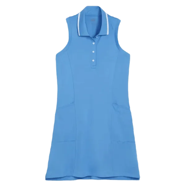 Puma Ladies Everyday Pique Golf Dress - Light Blue Statement Neck Air Layer