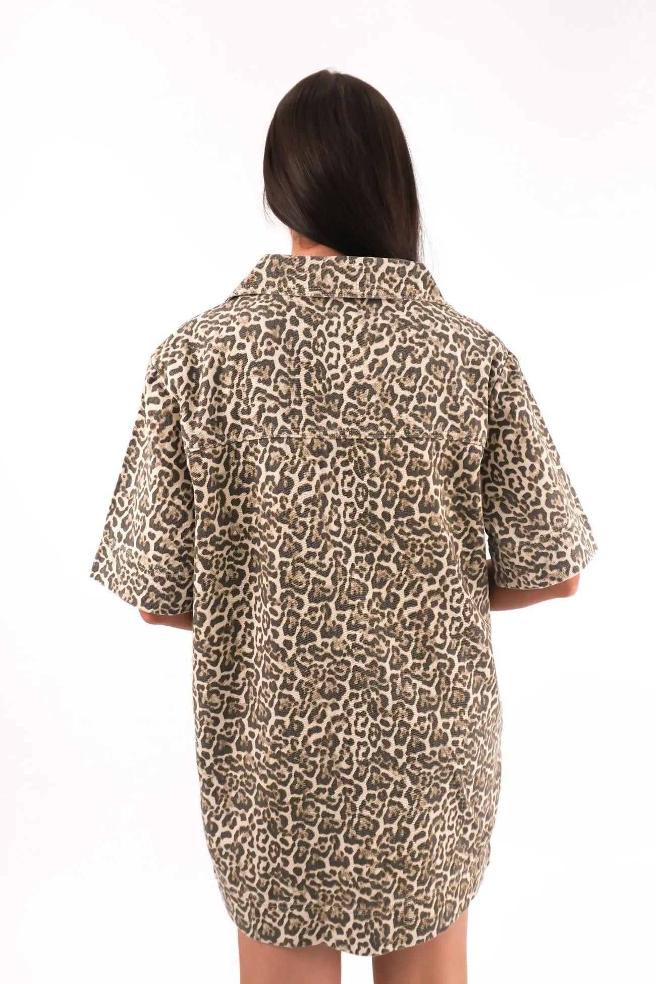 Audrey Denim Mini Dress Leopard Smart Style