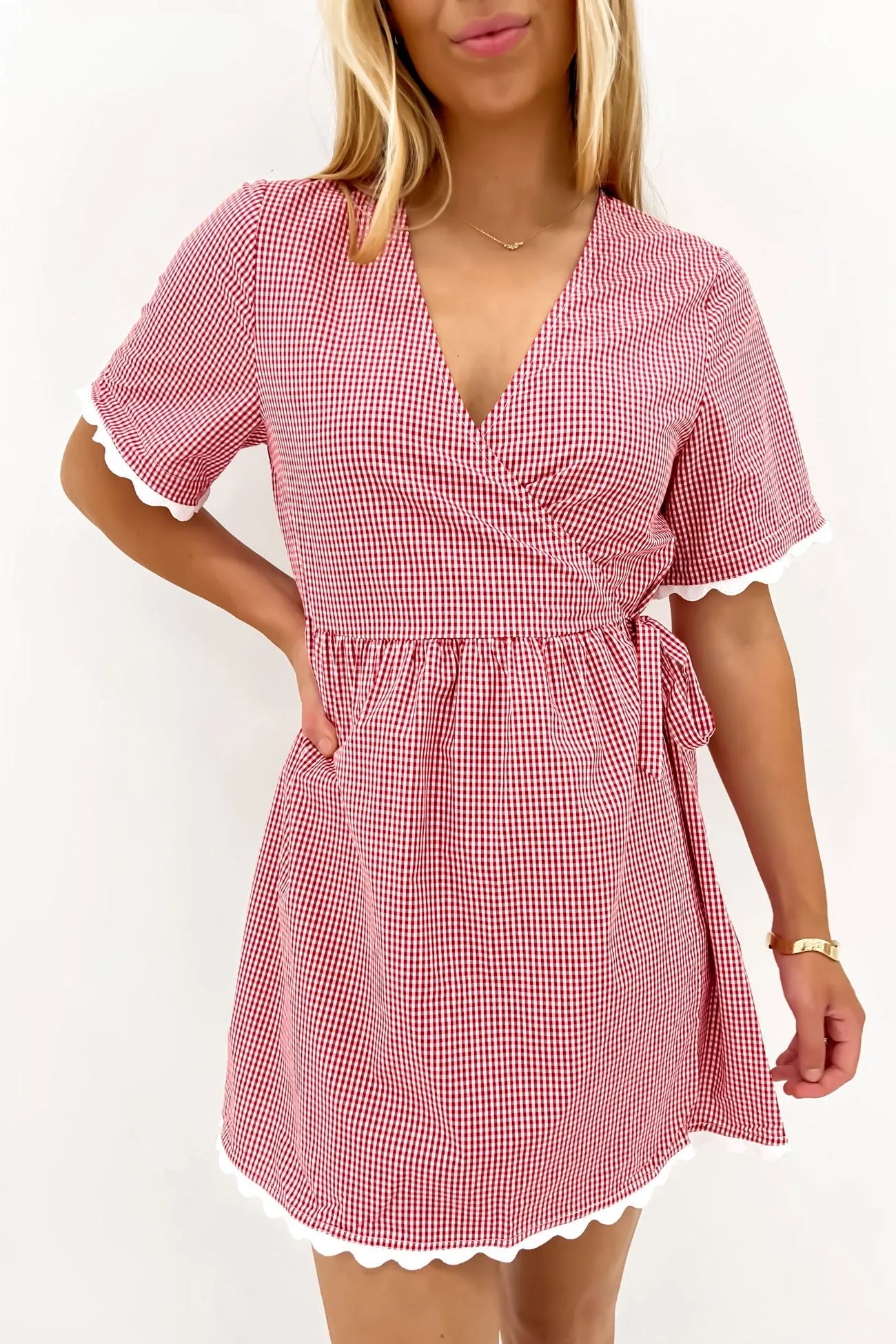 Ava Mini Dress Red Gingham Everyday Comfort Timeless Trend