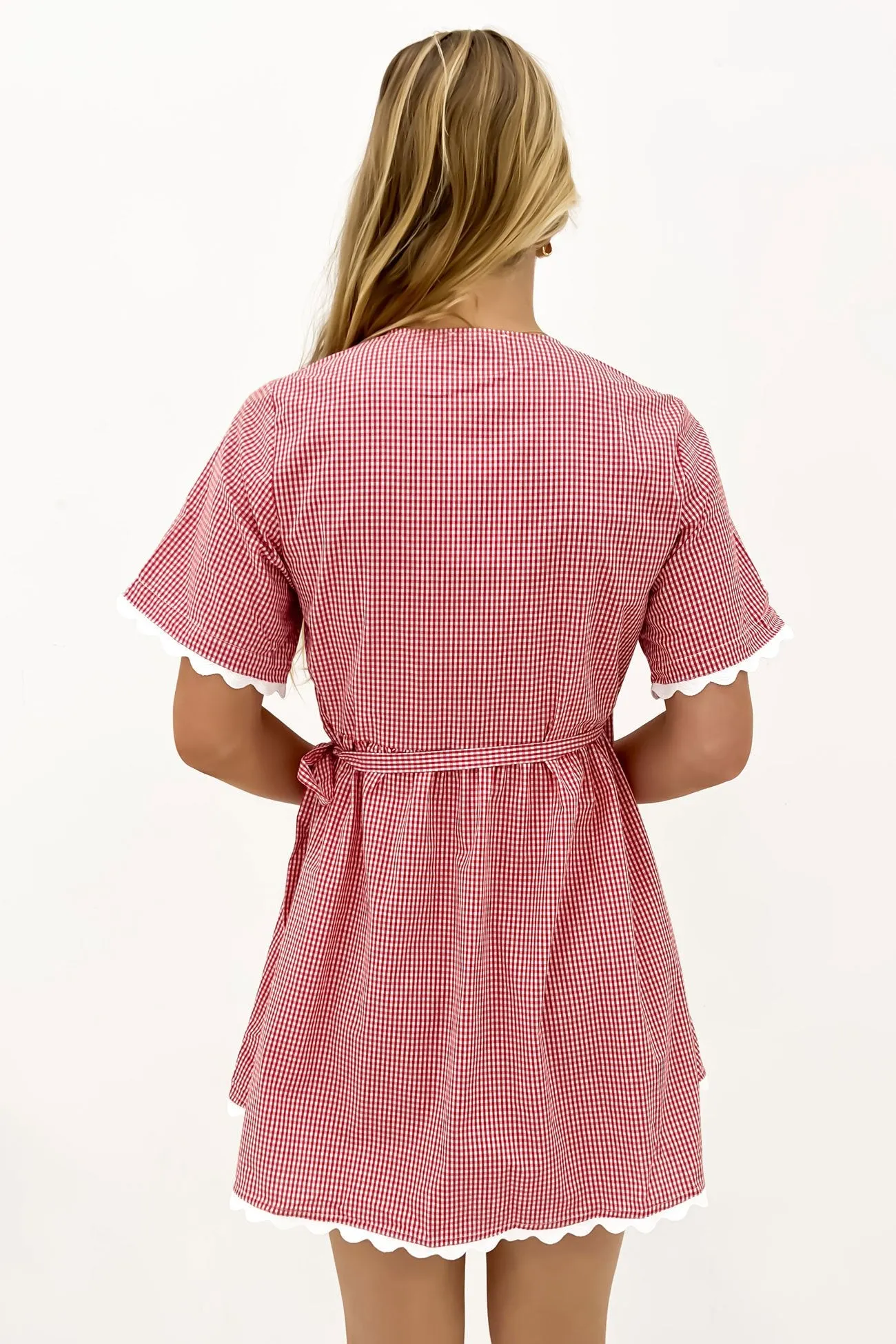 Ava Mini Dress Red Gingham Flattering Silhouette Wear