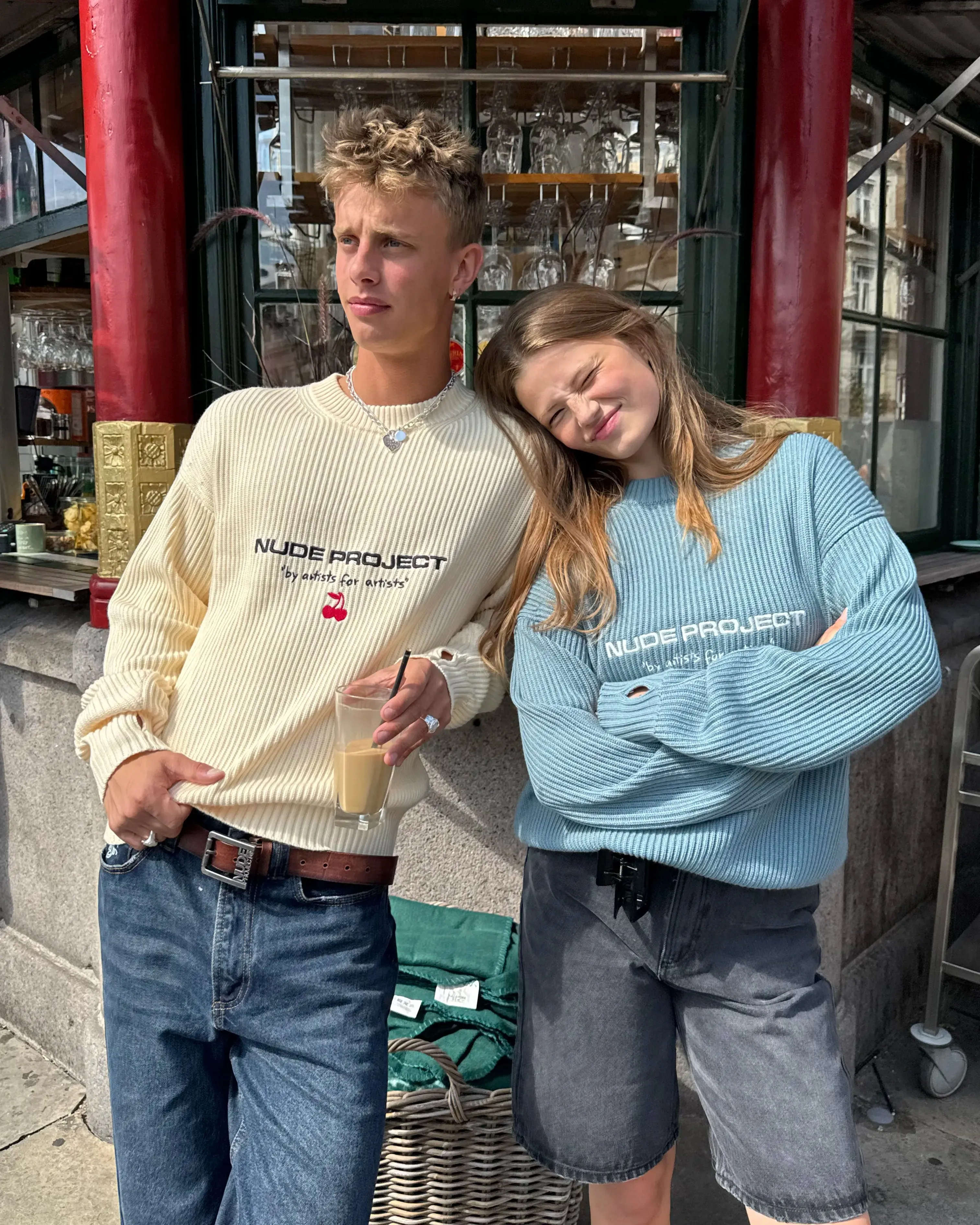 Wavy Knit Sweater Blue AntiSnag Yarn Technology Fashion Favorite