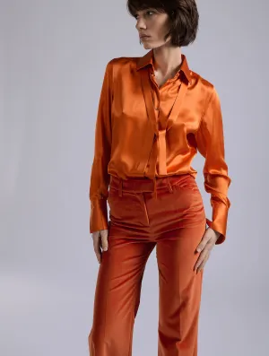 Pre Shrunk Cotton Orange silk satin lavalli??re shirt