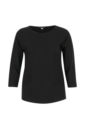 3/4 sleeve Textured Top | BLACK | 0141ZR casual fun Late Breeze