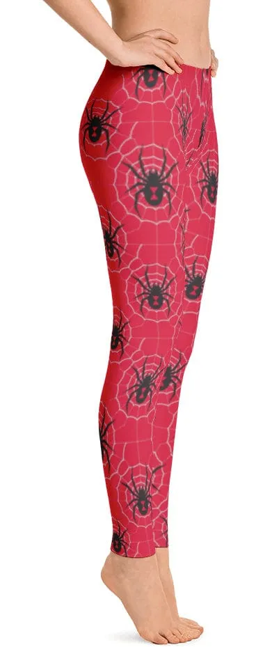 ReadyGOLF: Black Widow Red Women's All-Over Leggings Simple Line