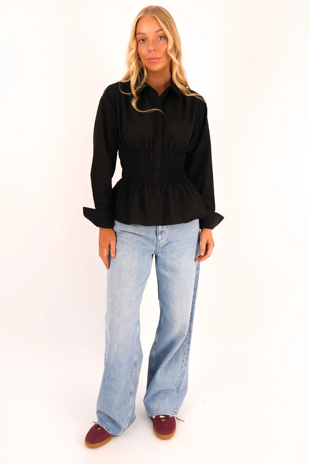 Sporty Layer Elain Long Sleeve Shirt Black