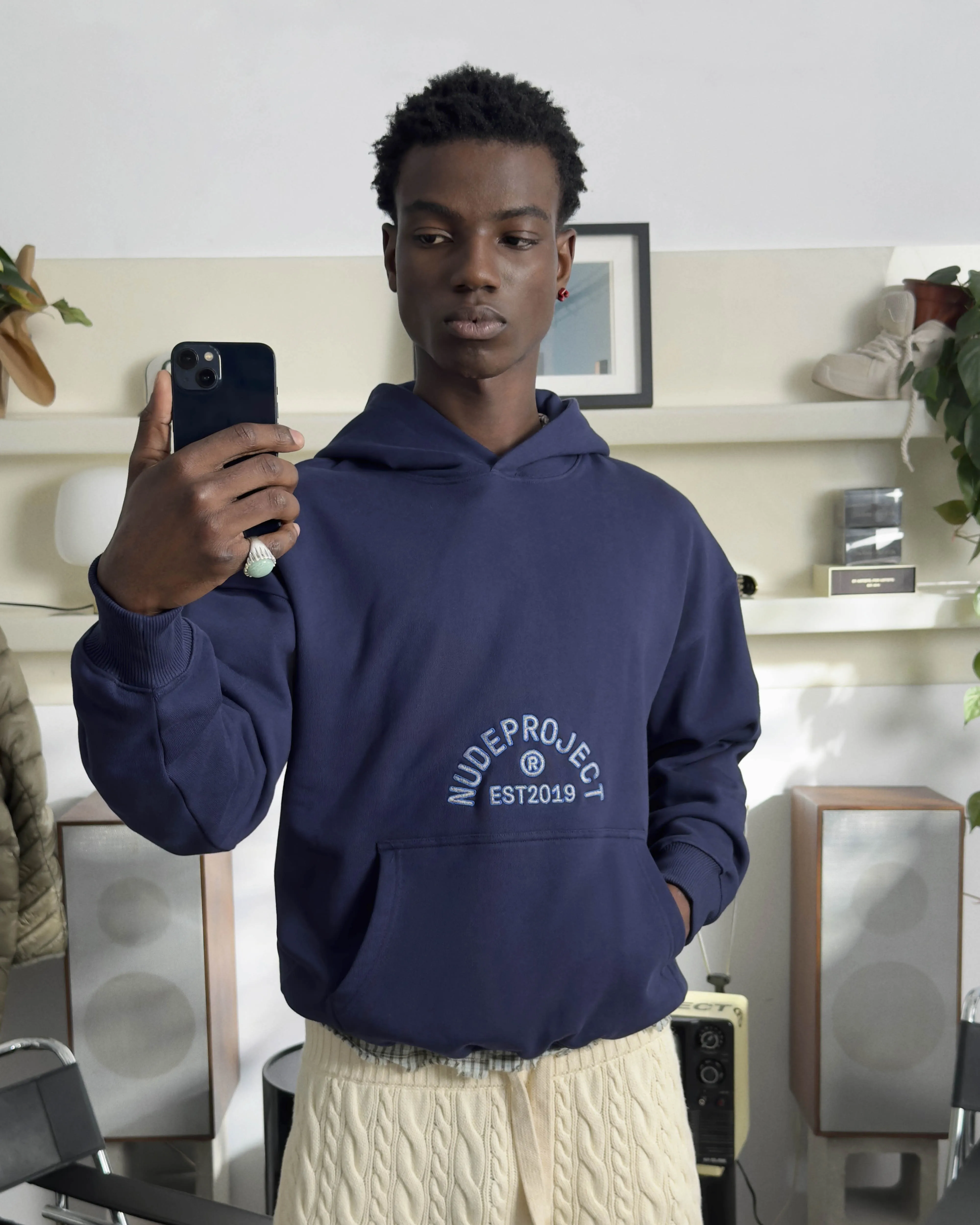 Modern Swans Hoodie Navy