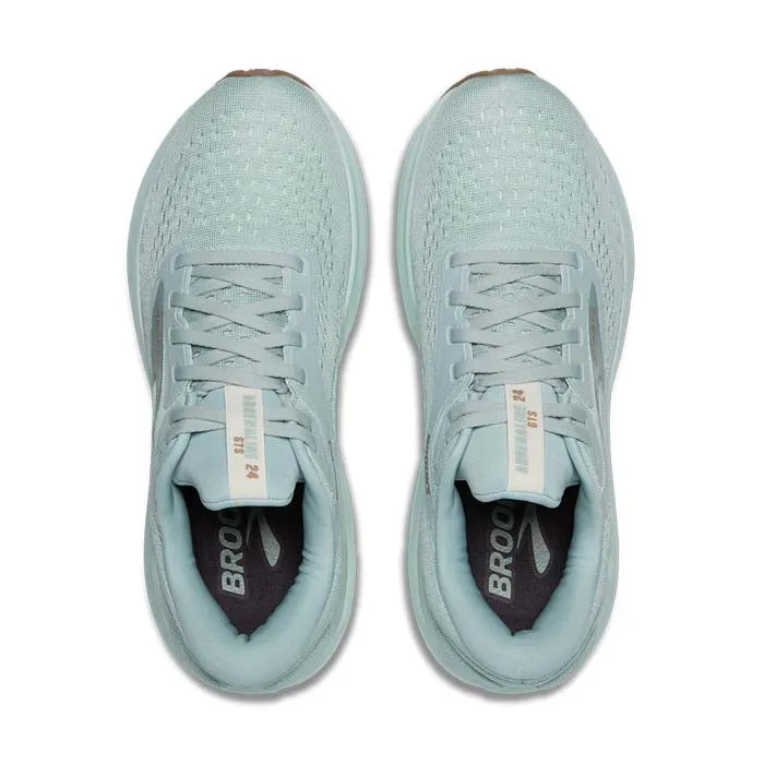 Womens Brooks Running Adrenaline GTS 24 in Cloud Blue/Coconut/Portabella Foam Stabilized Heel Durable Design