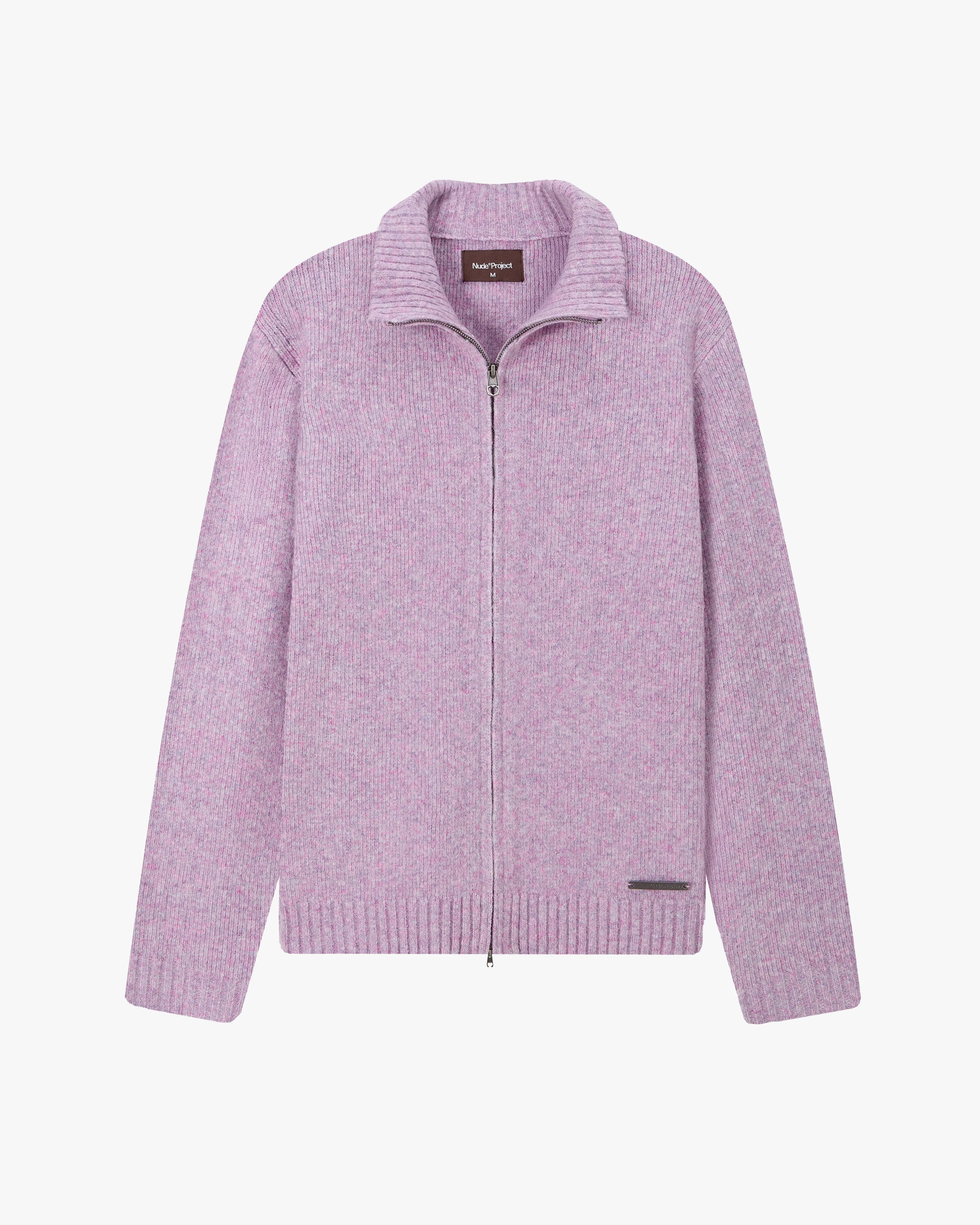 Morning Wear Sweet Zip-up Knit Lilac