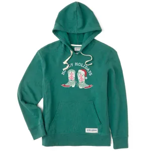 Women's Howdy Holidays Boots Simply True Fleece Hoodie Tight Fit Timeless Chic