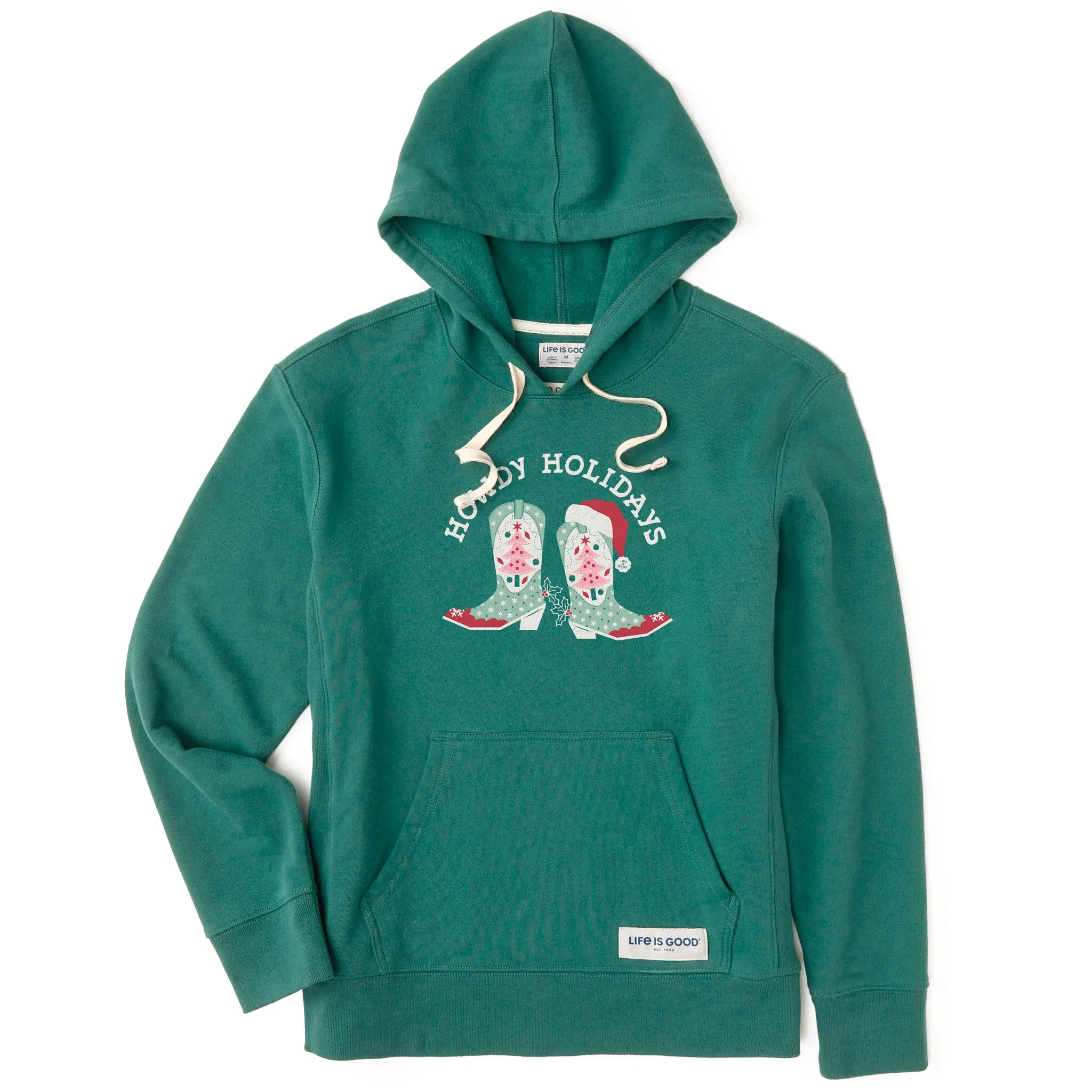 Women's Howdy Holidays Boots Simply True Fleece Hoodie Tight Fit Timeless Chic