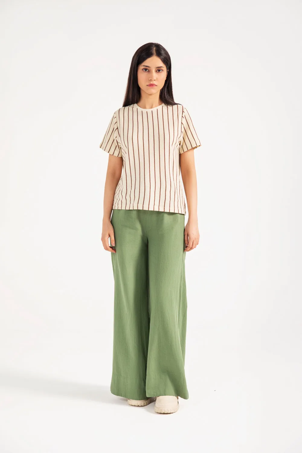 Anti Pilling Technology Spandex Integration STRIPED KNIT TEE