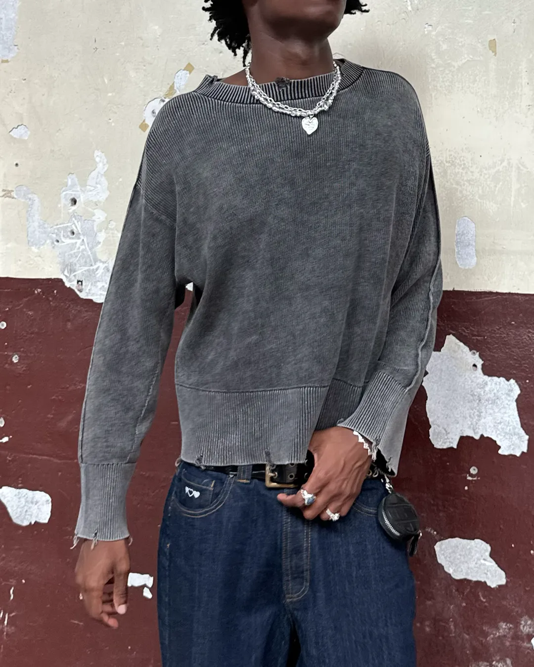 Perfect Cropped Knit Sweater Ash Daily Comfort MidWeight Construction