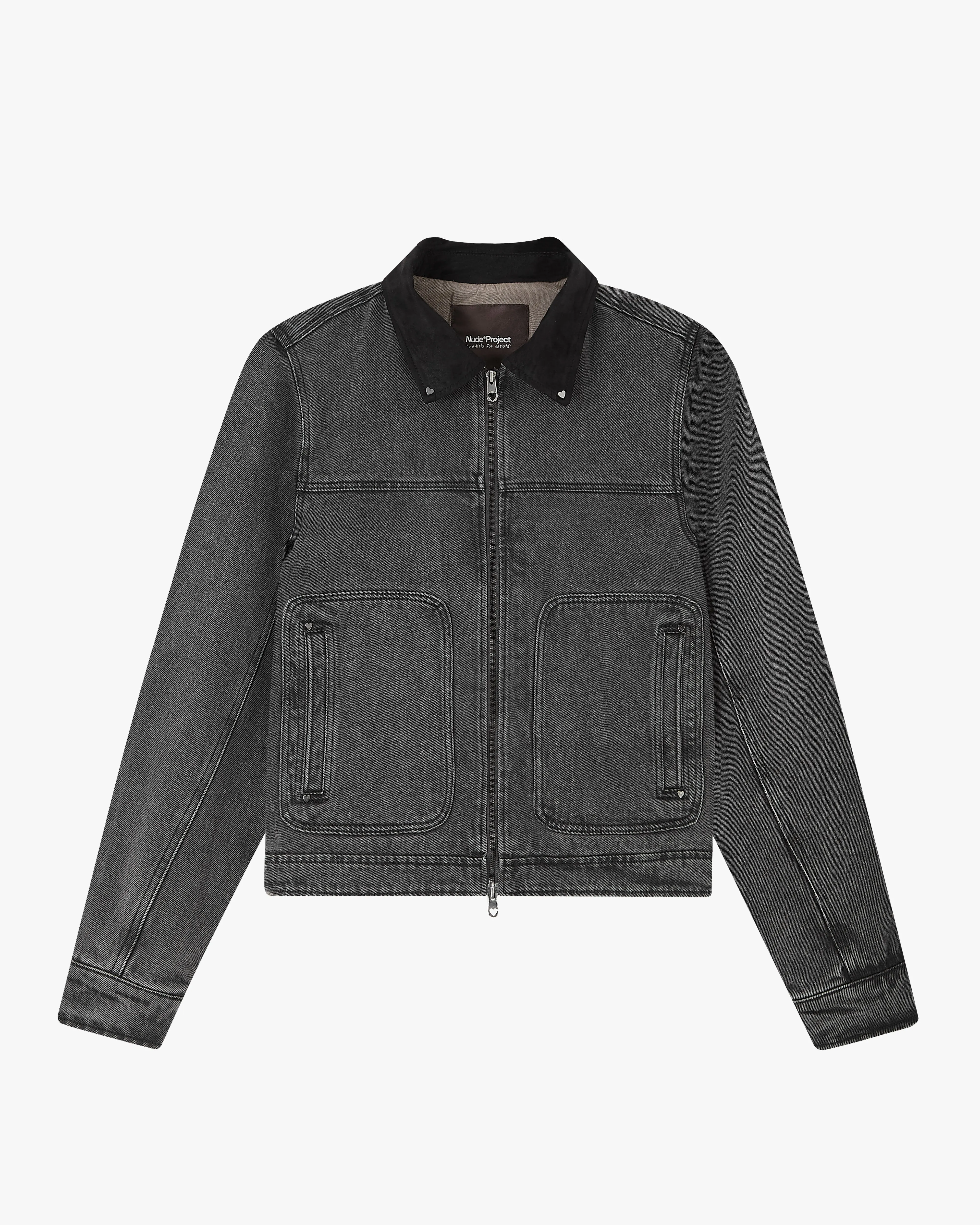 Trucker Denim Jacket Black Non Irritating Seams
