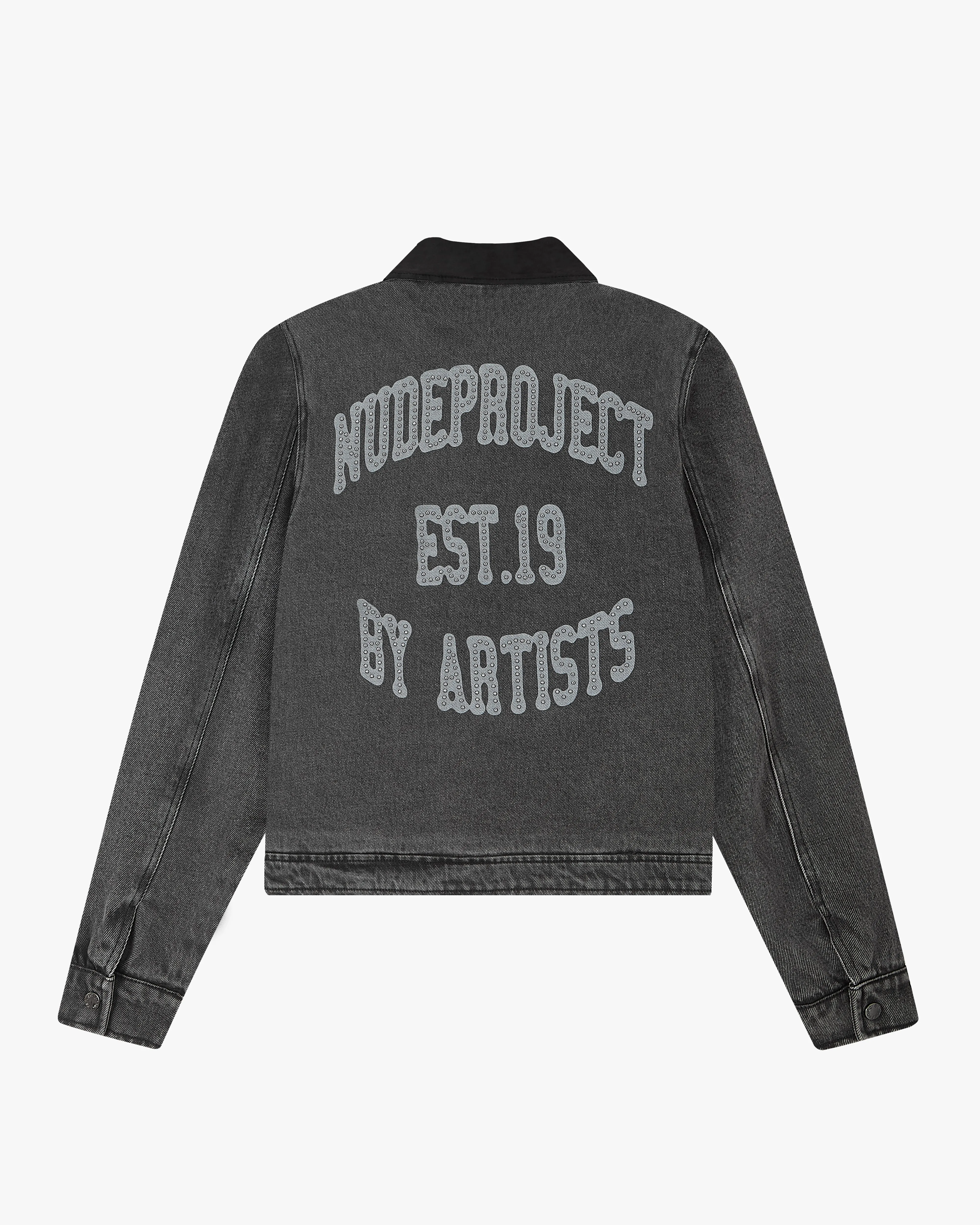 Reflective Detailing Trucker Denim Jacket Black