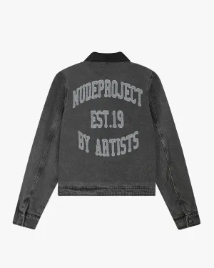 Reflective Detailing Trucker Denim Jacket Black