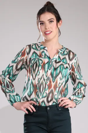 Printed Chiffon Top | Jade Black Abstract | 7122B1 SmoothFinish Summer Outerwear