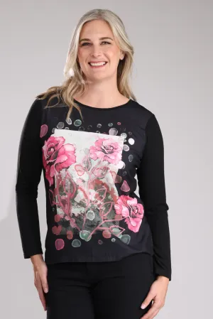 Top | PINK BLACK FLOWER | 3591B1 Practical Style Flexible Fit