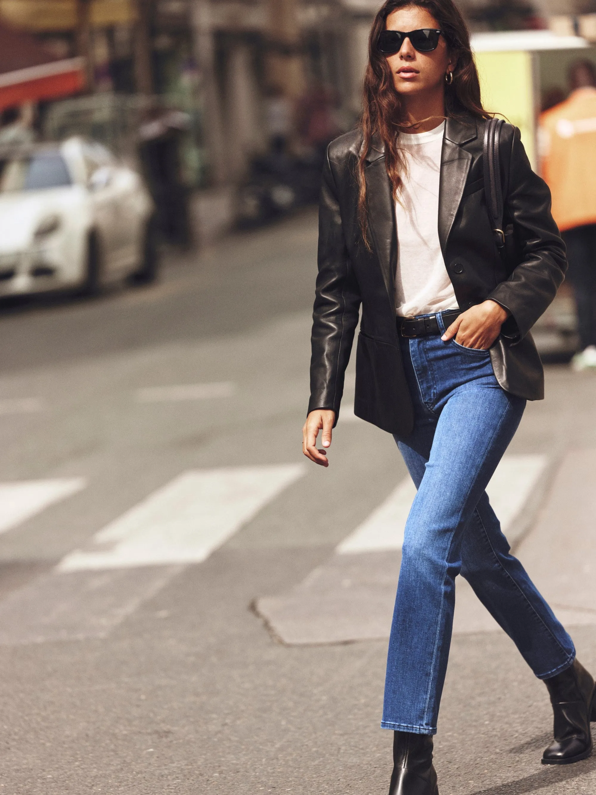 The Femme Leather Blazer -- Black Quick drying material DoubleLayeredCuffs