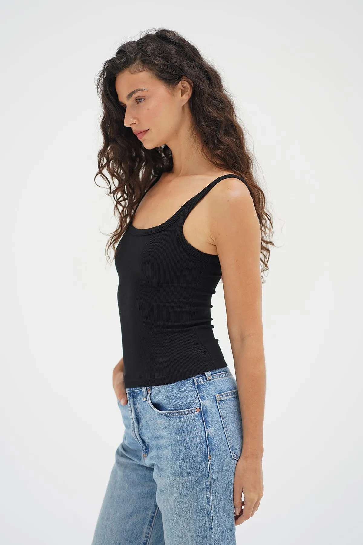 Easy Fashion Timeless Ribbed Tank - Black