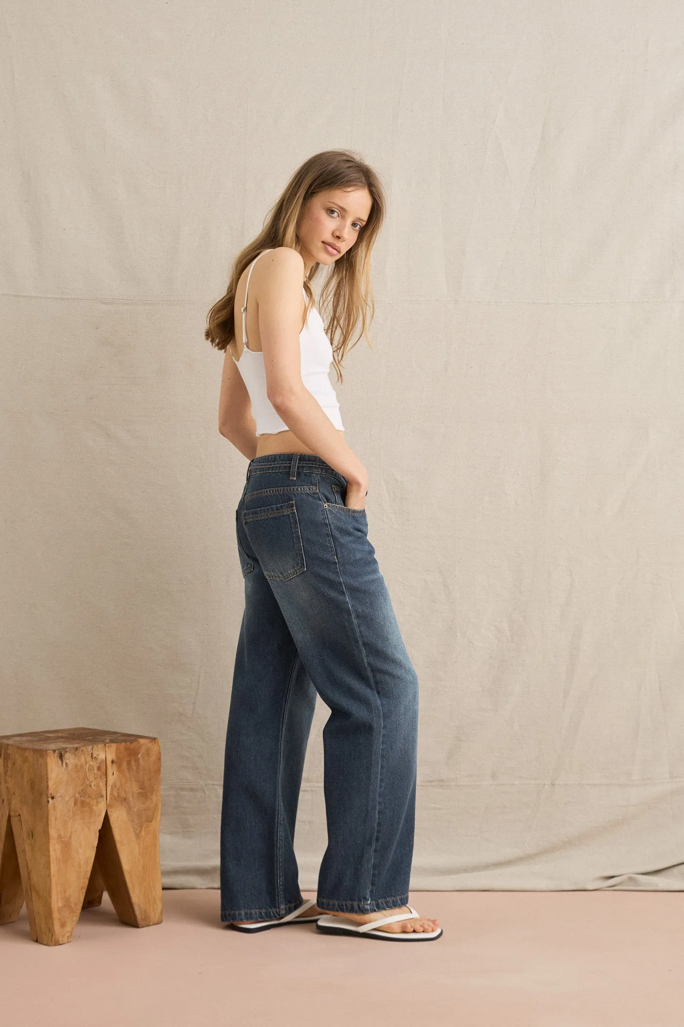 Ergonomic Cut Charlie Low-Rise Denim Jean Dirty Wash