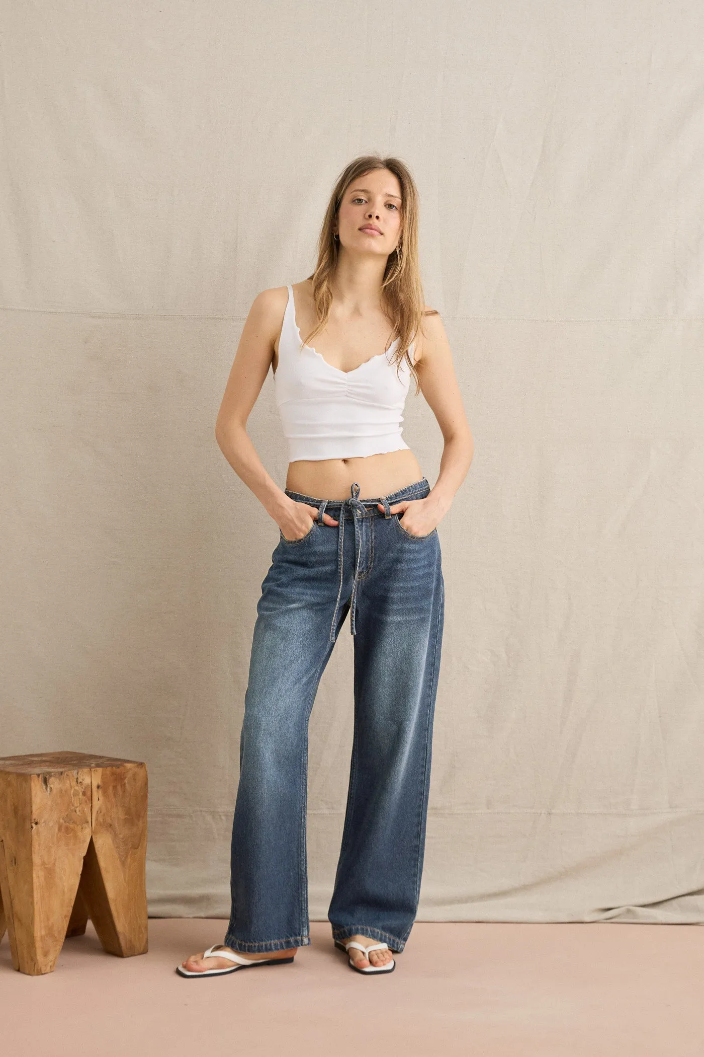 Charlie Low-Rise Denim Jean Dirty Wash Stretchable Design windproof