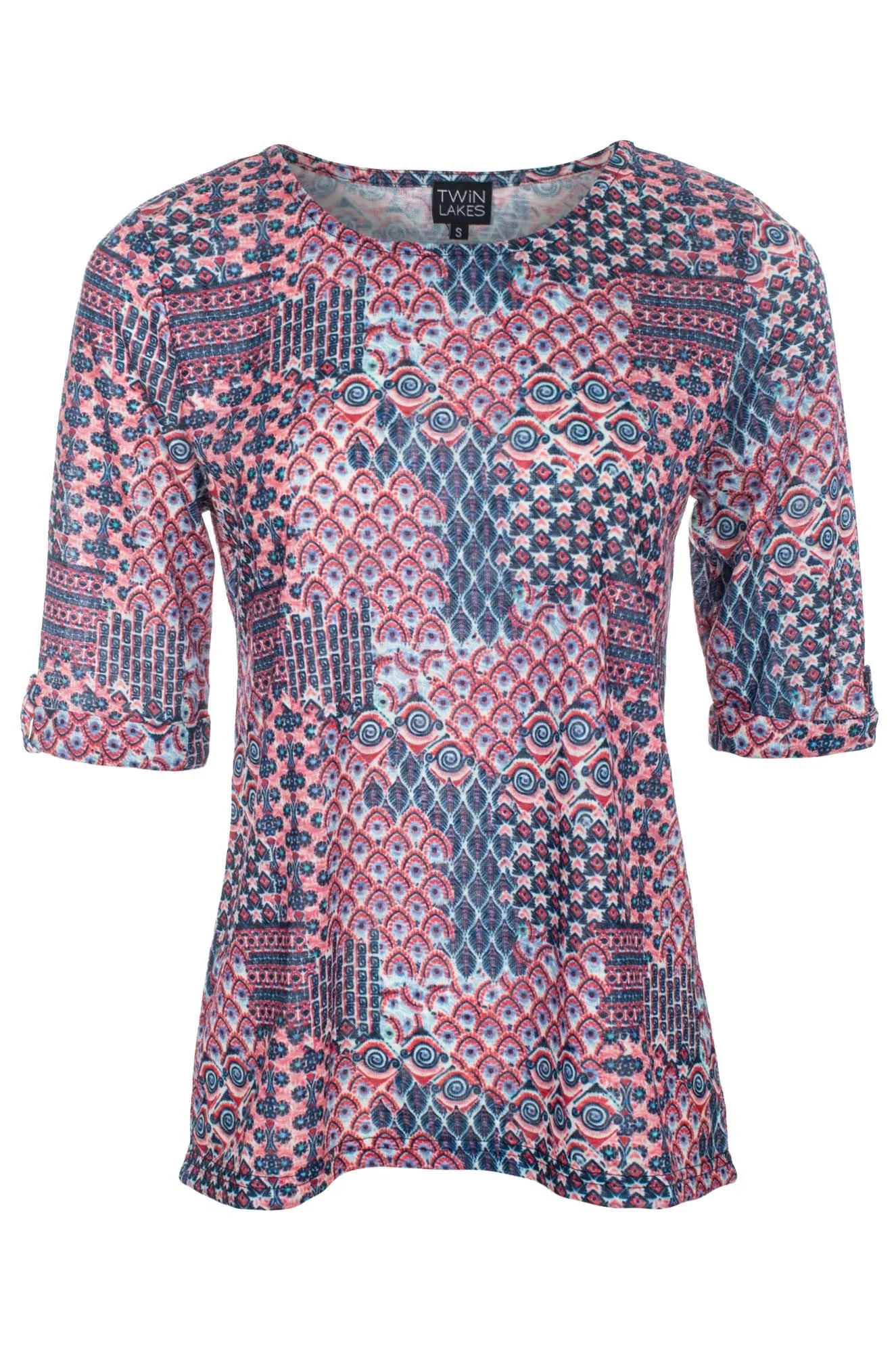 Comfortable Design Glam Night Top | Red Navy Tiles | 6802C1