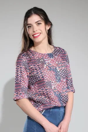 Top | Red Navy Tiles | 6802C1 StaticFreeLining Active Apparel