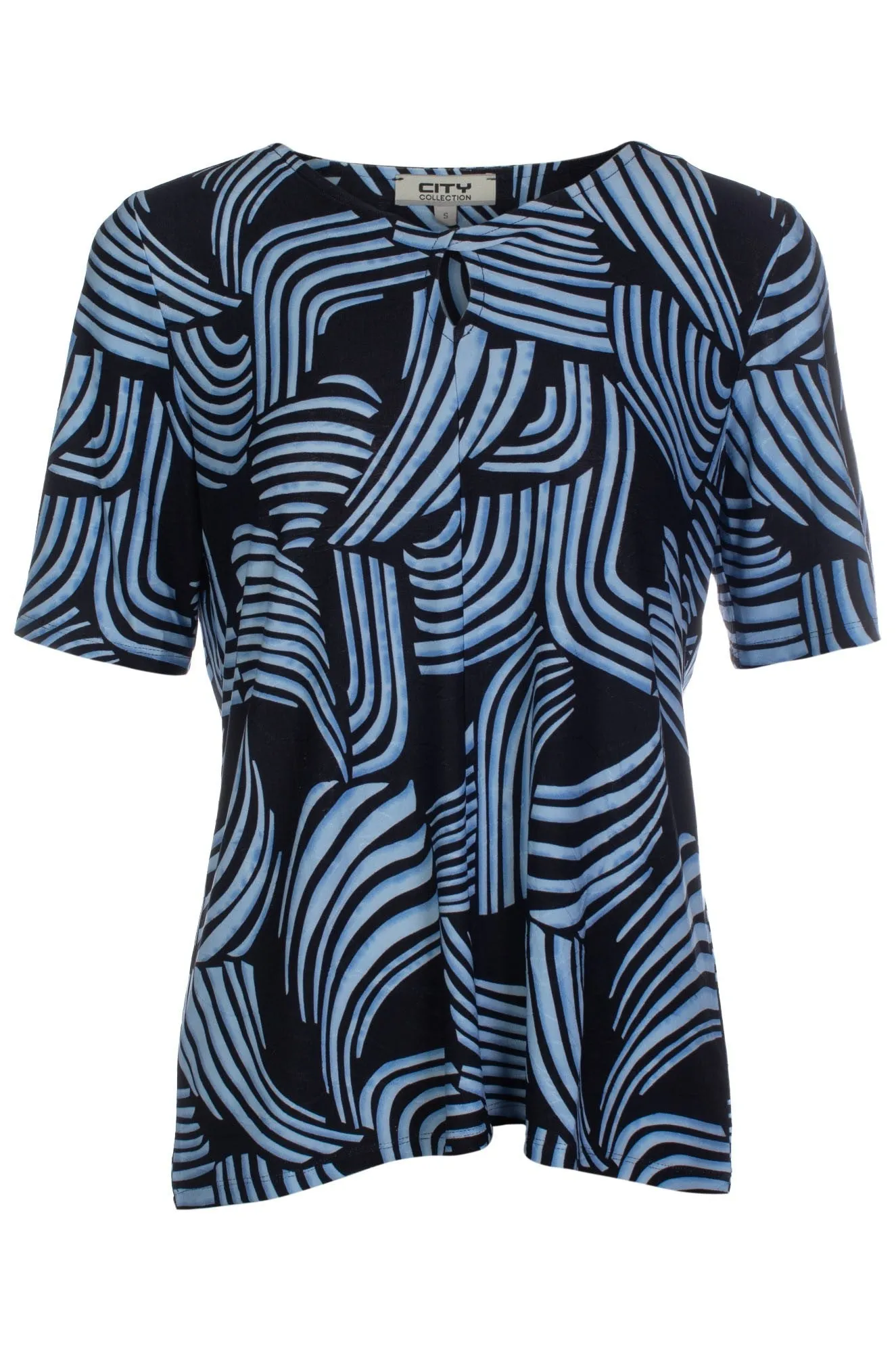 Printed Top | Navy Sky Geo | 7402C1 Tailored Fit Village Charm