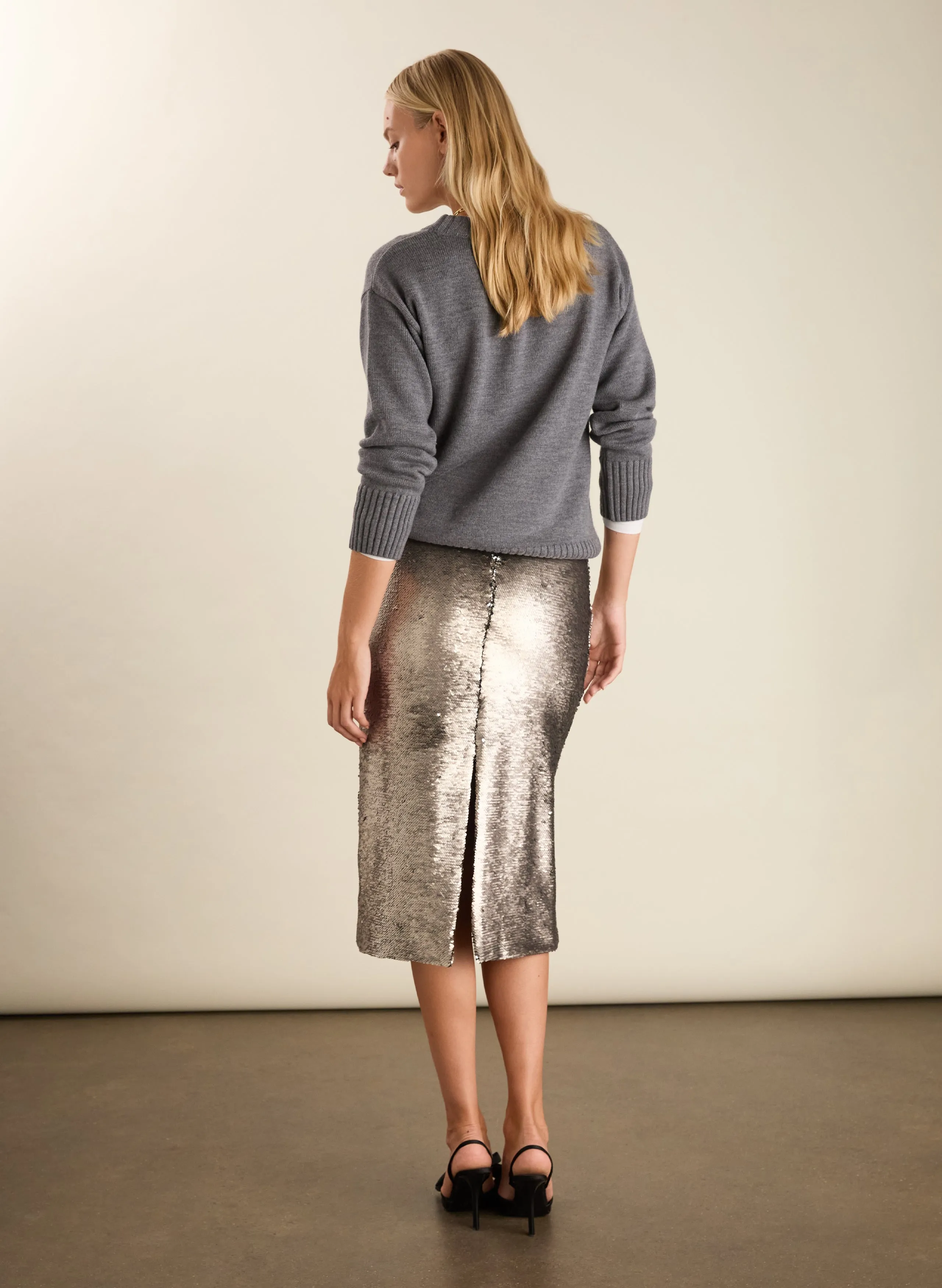 Toni Recycled Sequin Pencil Midi Skirt Comfy Style Comfy Look