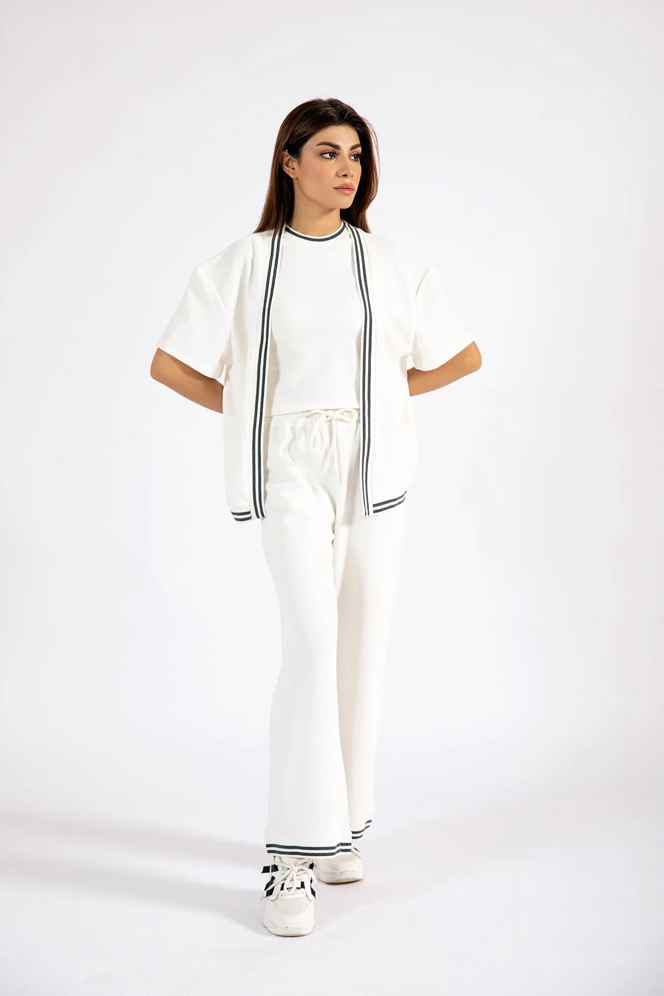 TEXTURED KNIT FRONT OPEN TOP Chill Style No Effort