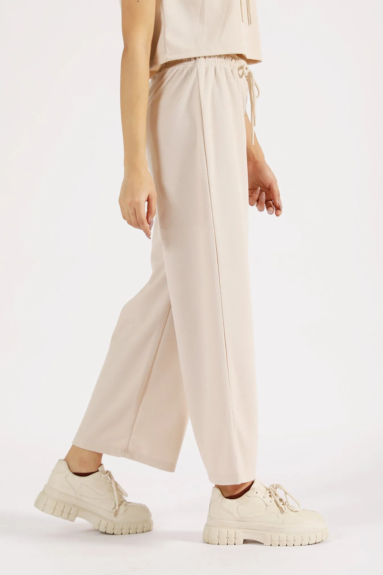 TEXTURED KNIT WIDE LEG TROUSERS Body Shape
