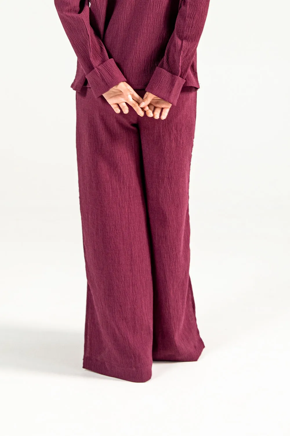 TEXTURED WIDE LEG TROUSER Odor control Polyester fabric