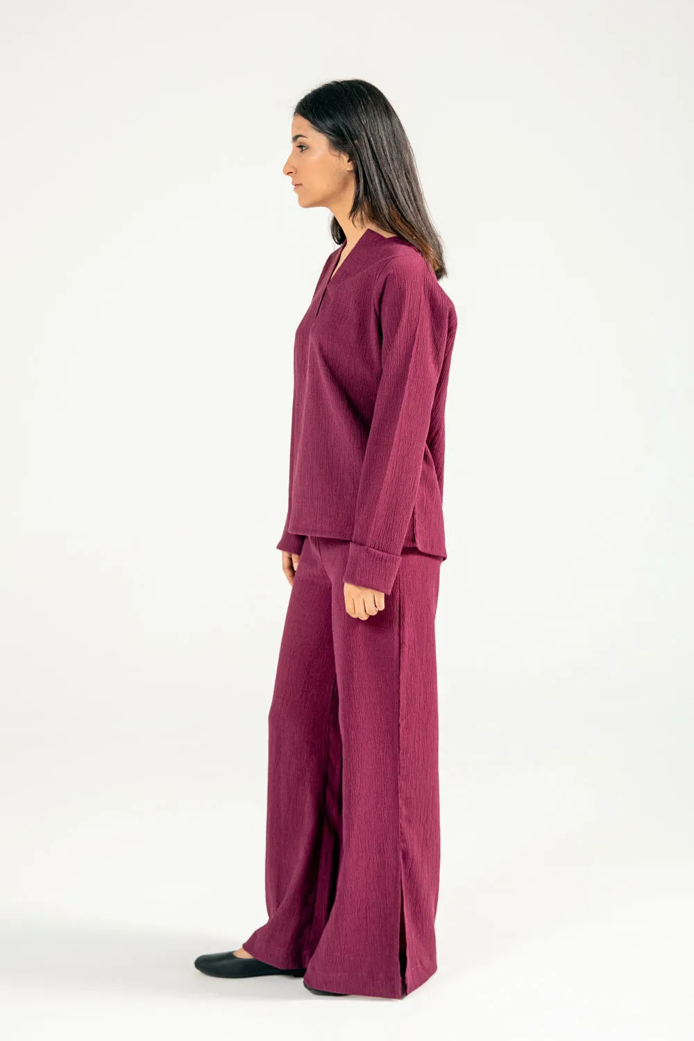 Noise Reduciting Fabric TEXTURED WIDE LEG TROUSER