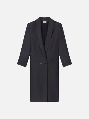 The Atelier Cloaked Overcoat -- Denim Poly Blend