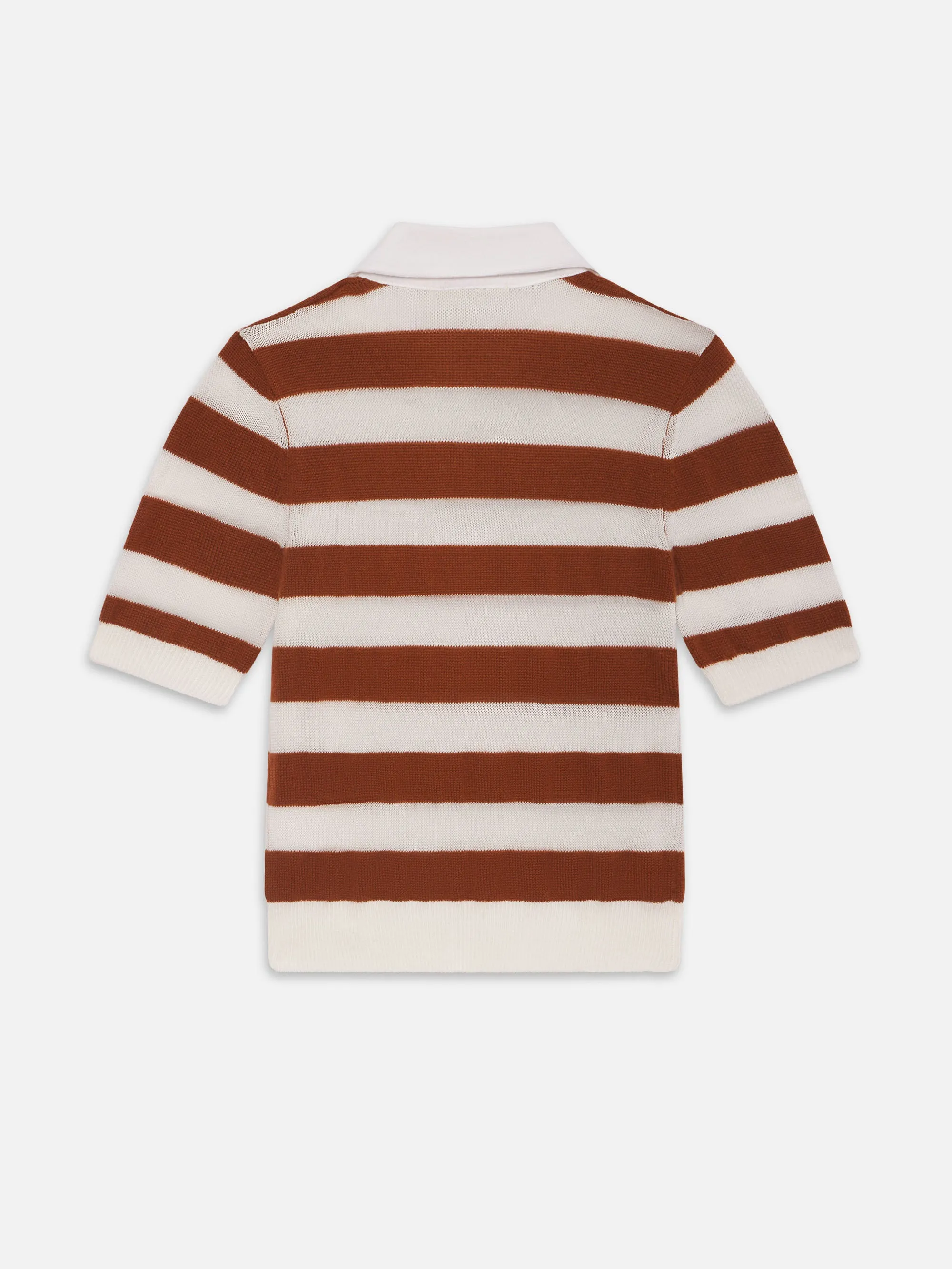 The Bold Stripe Polo -- Chestnut Multi No Fuss ReverseCoil Zipper