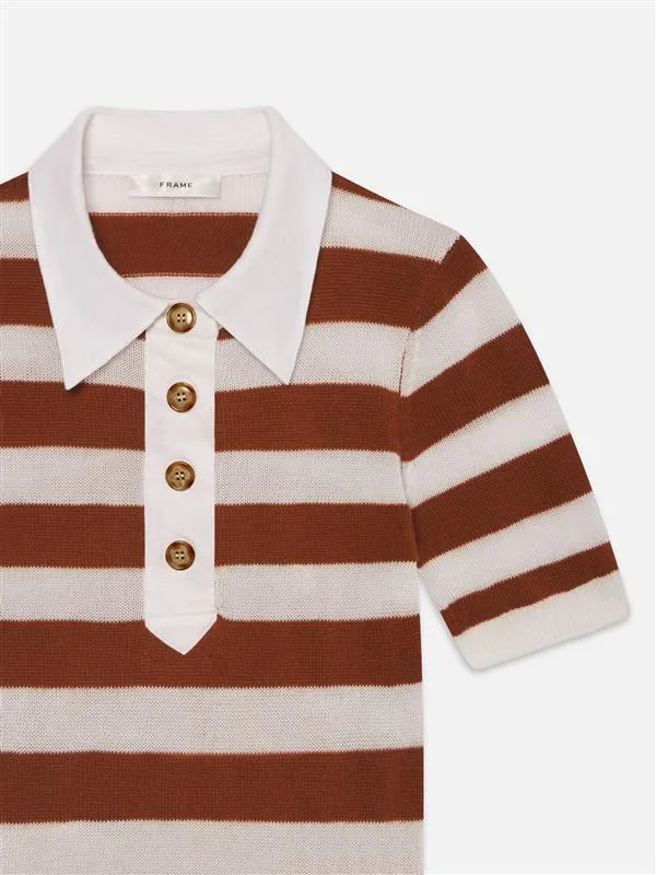 Everyday Use Wearable Basic The Bold Stripe Polo -- Chestnut Multi