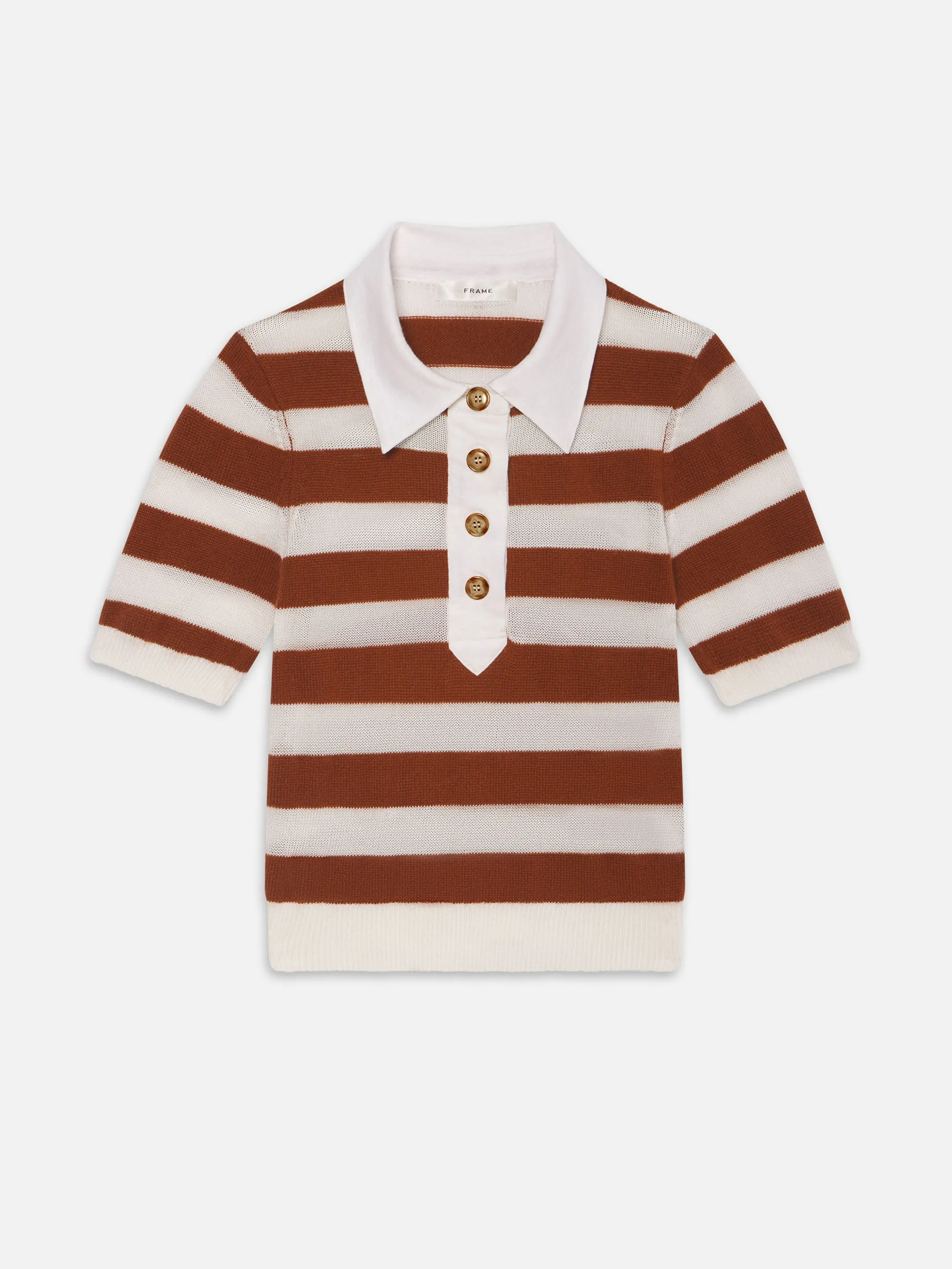 The Bold Stripe Polo -- Chestnut Multi Polished Edge