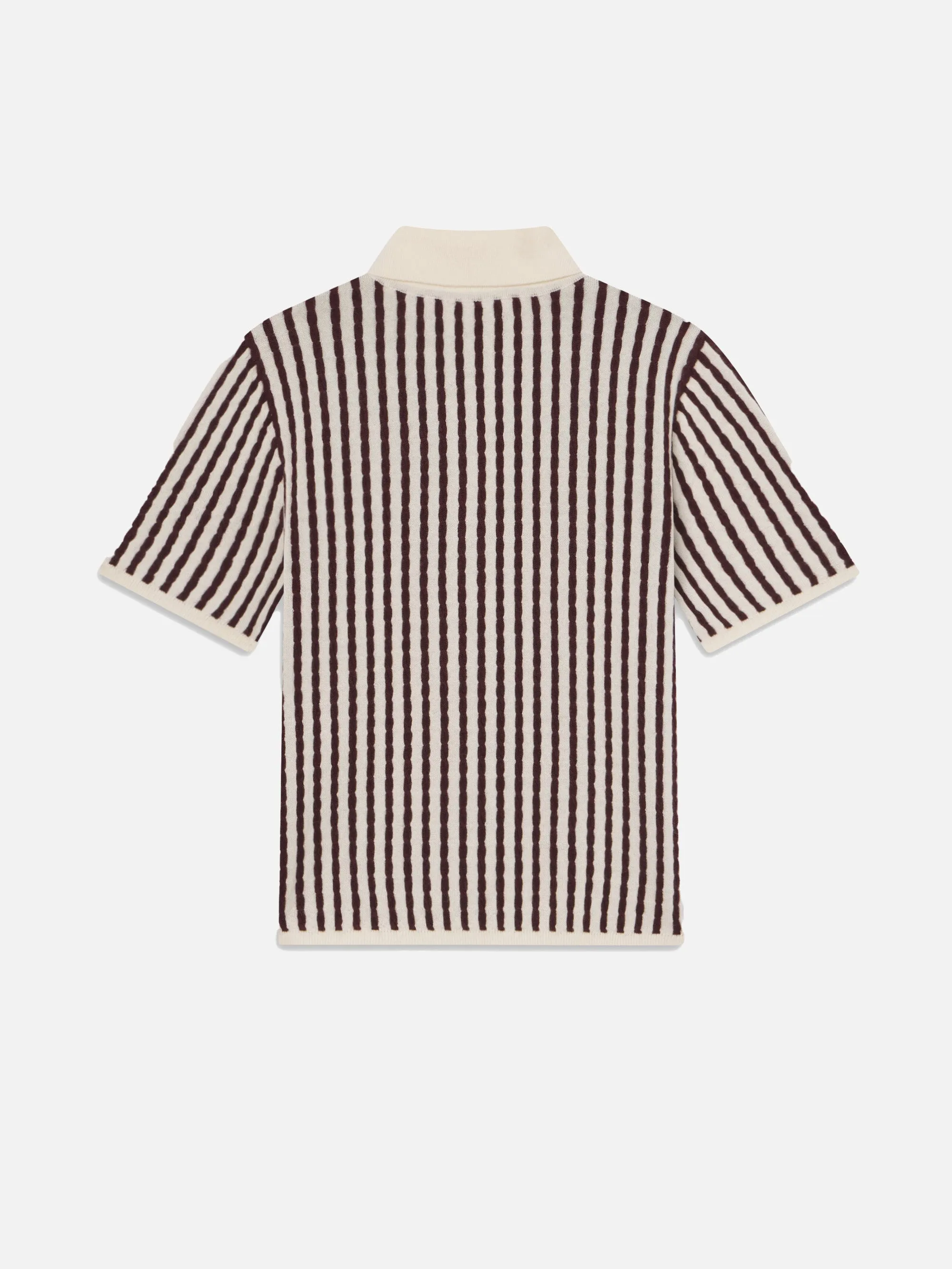 The Cable Polo -- Burgundy Multi Off Duty Look