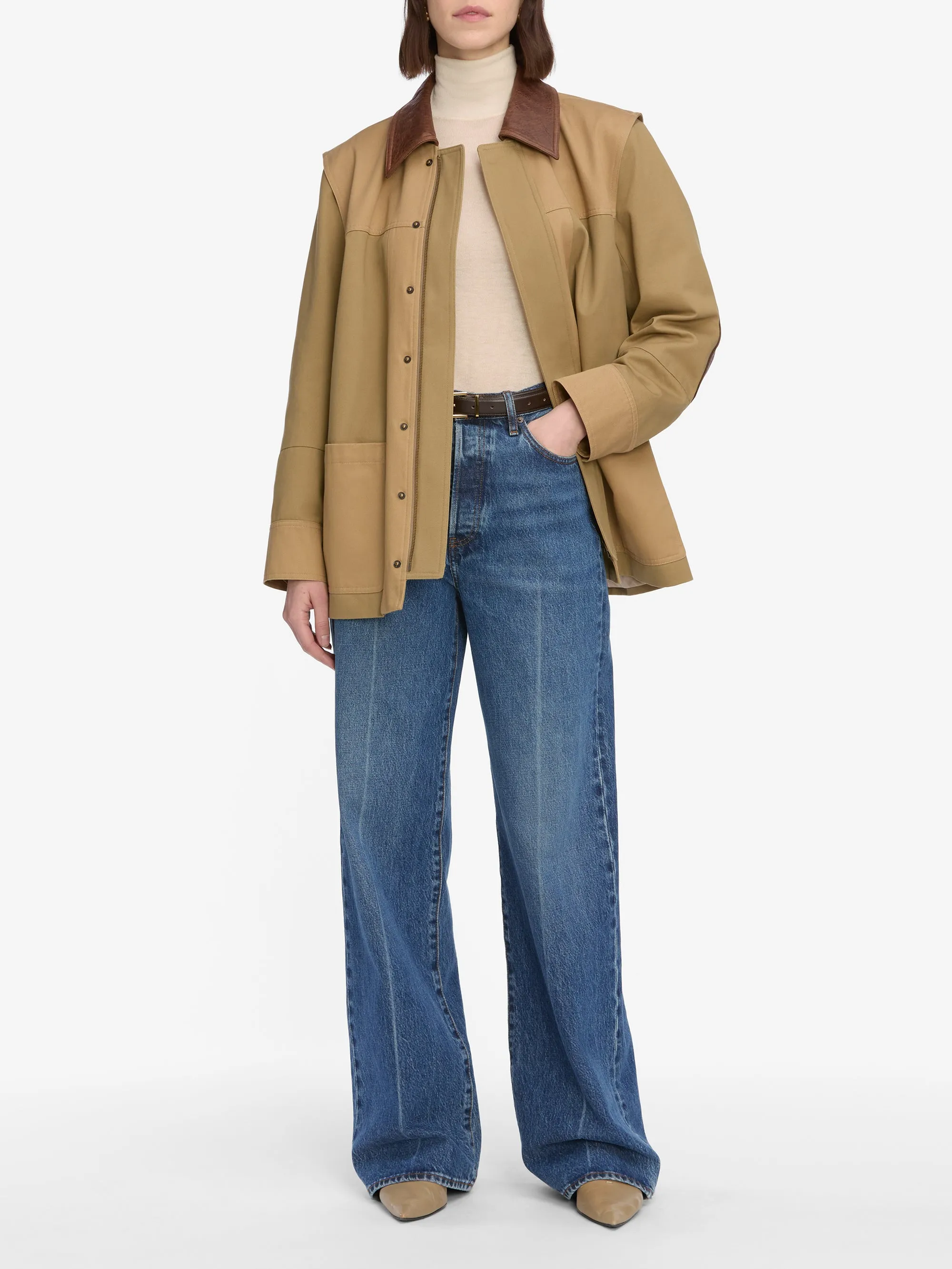 The Chore Jacket -- Khaki Low Profile Collar Design