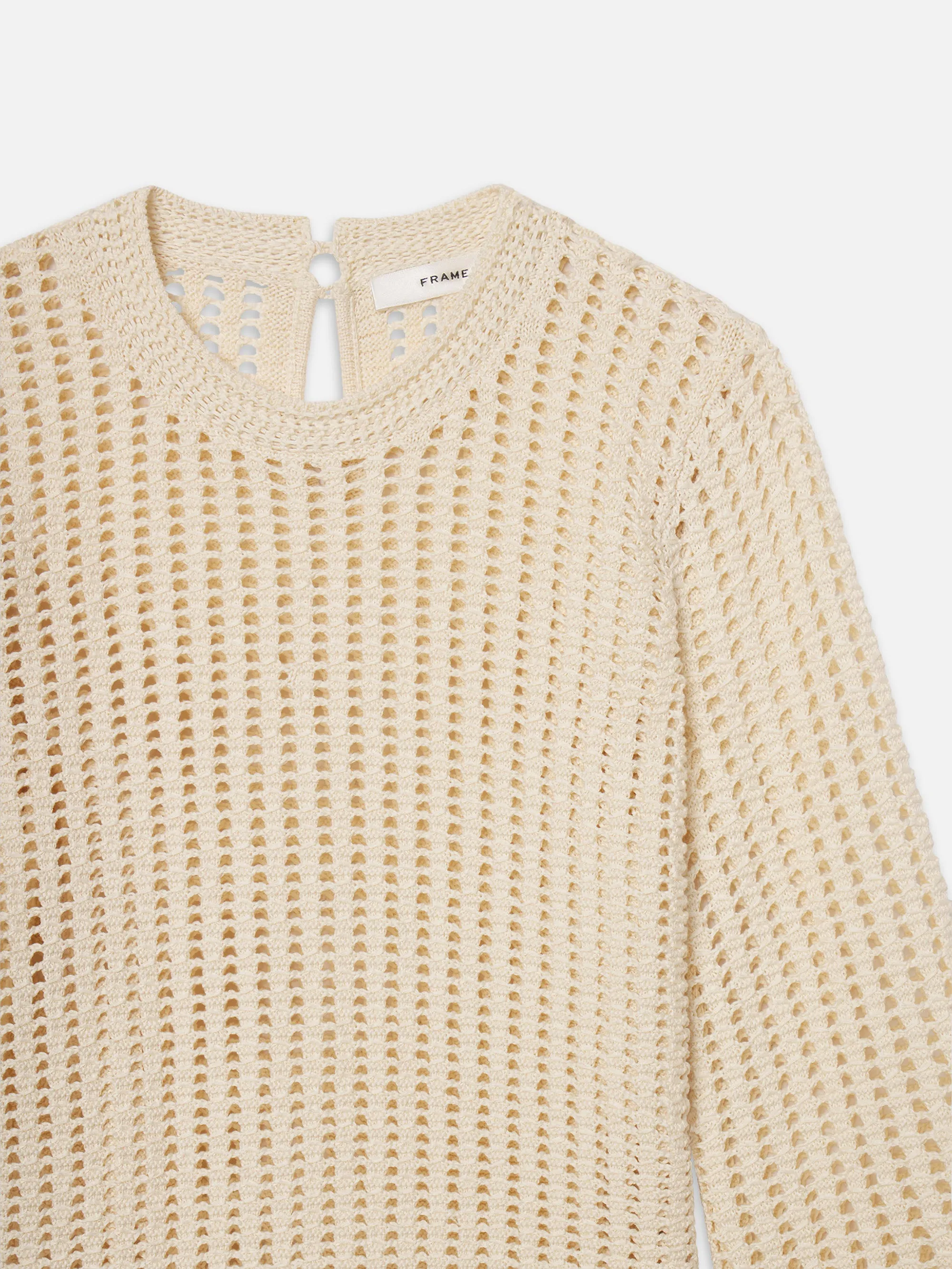 The Crochet Bell Sweater -- Alabaster Low Impact Dye Travel Ready