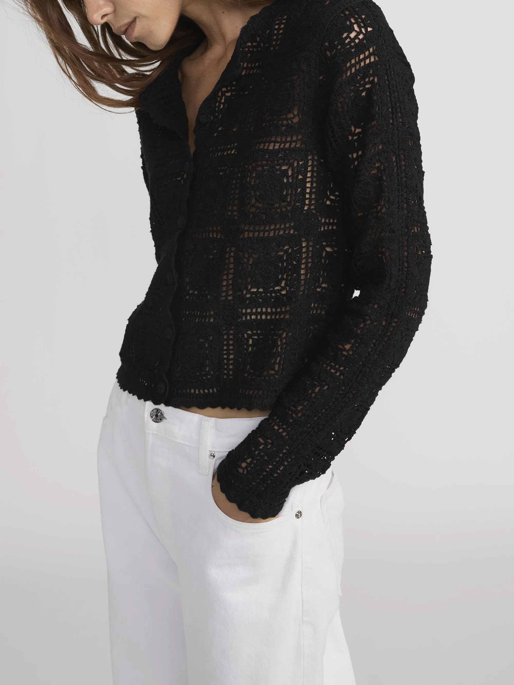 Layer Ready The Crochet Cardi -- Black