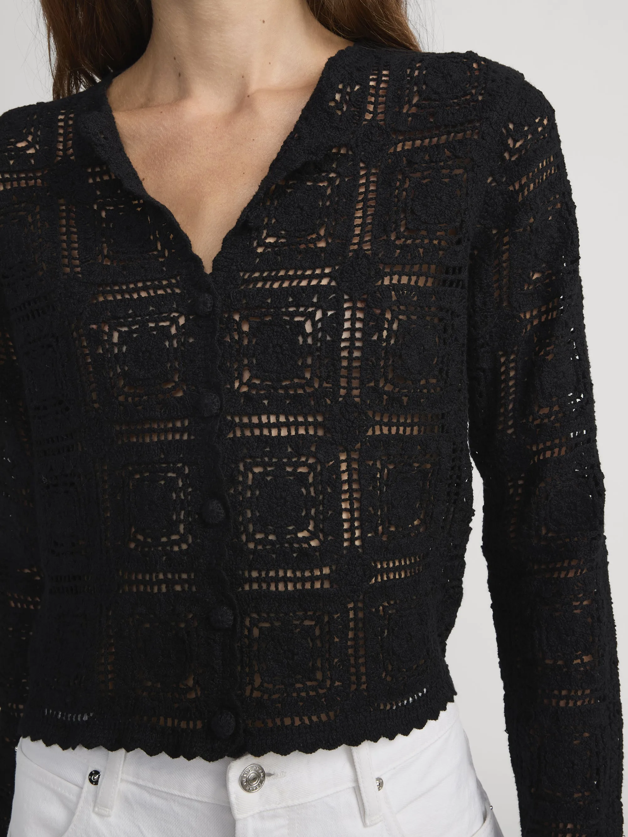 The Crochet Cardi -- Black Relaxed Style Classic Ready