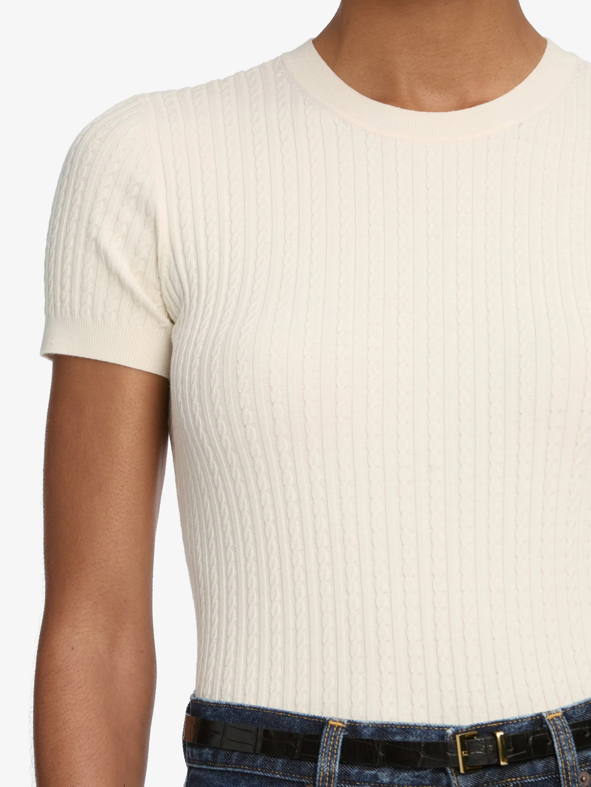 The Fine Cable Tee -- Cream Active Layers