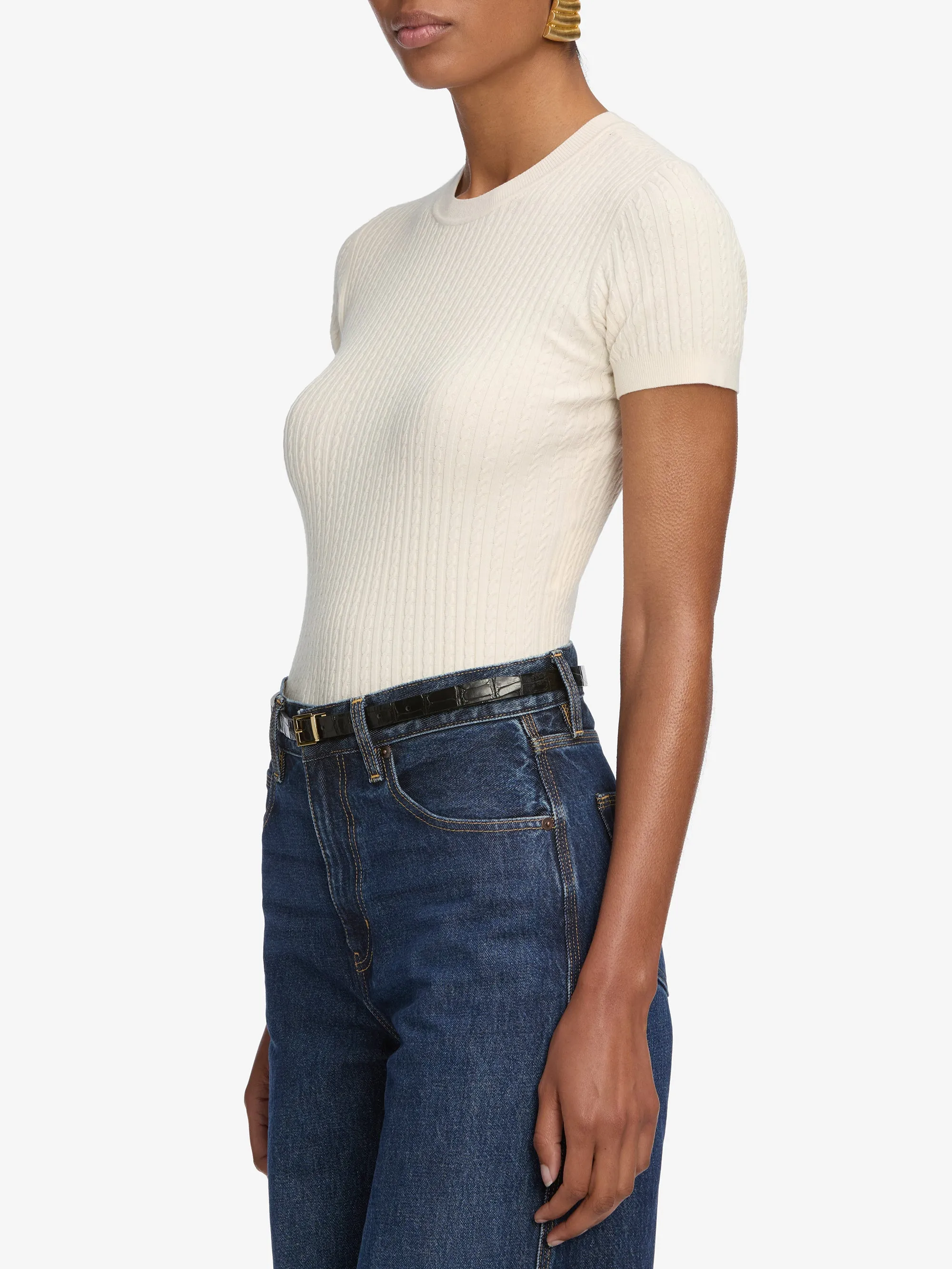 The Fine Cable Tee -- Cream Thermoregulating Fabric quick-drying