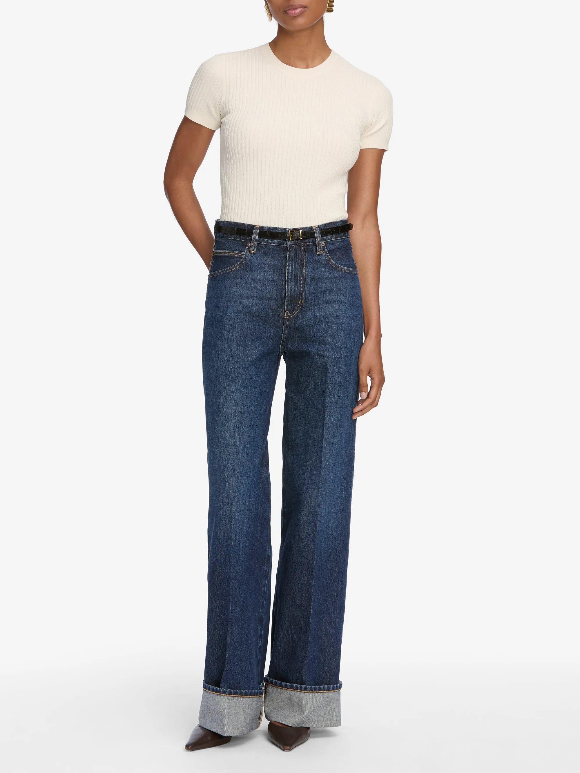 Abrasion resistant Stylish Look The Fine Cable Tee -- Cream