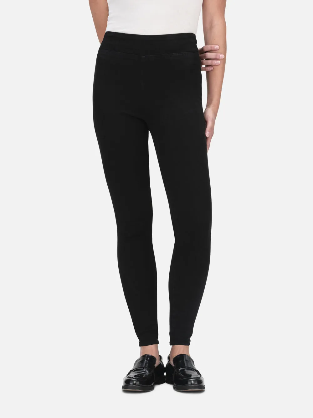 Comfortable Stretch Hidden Zip Pockets The Jetset Skinny Crop -- Sheen Noir
