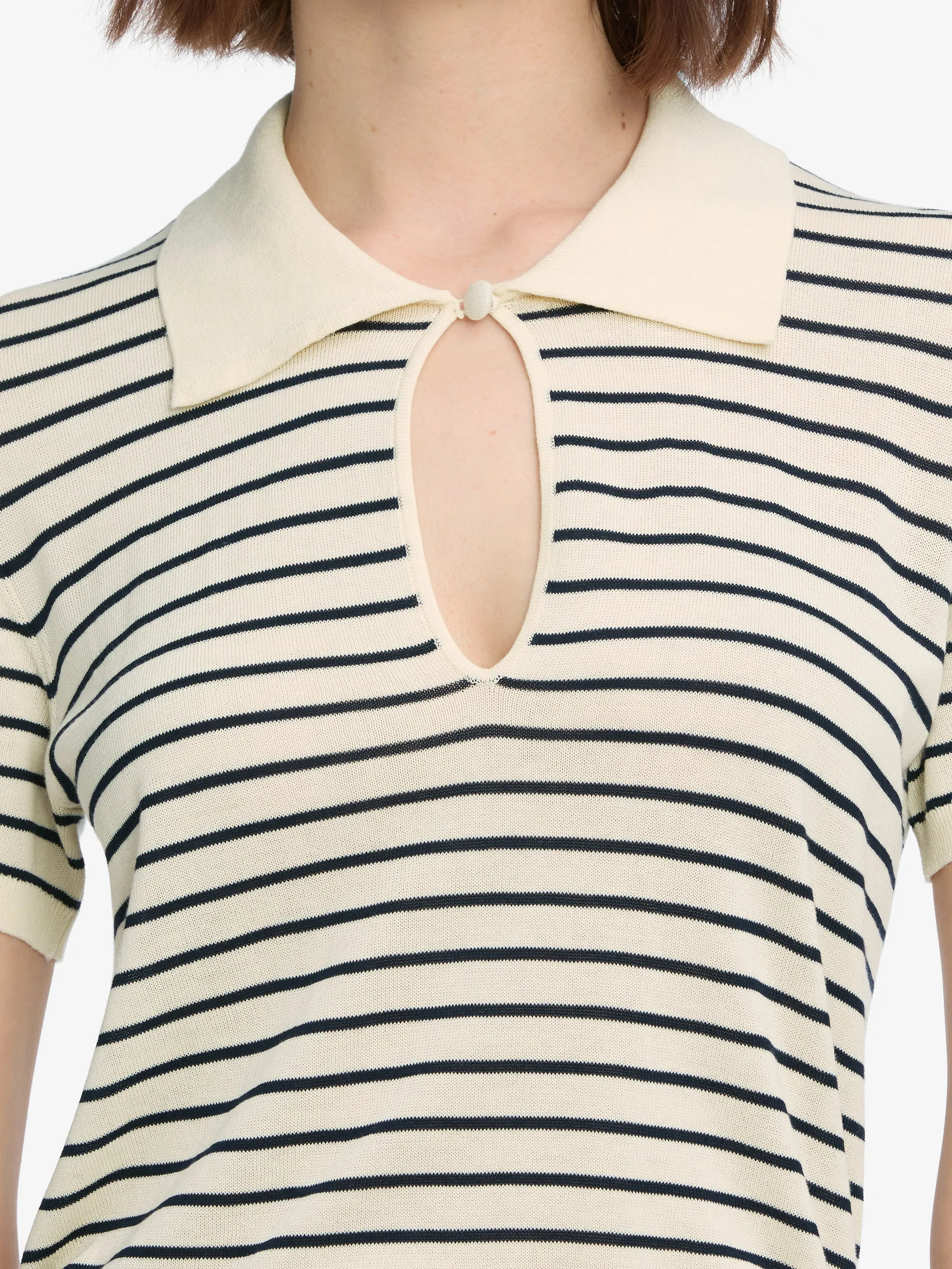 Lightweight Fabric The Keyhole Polo -- Cream Multi