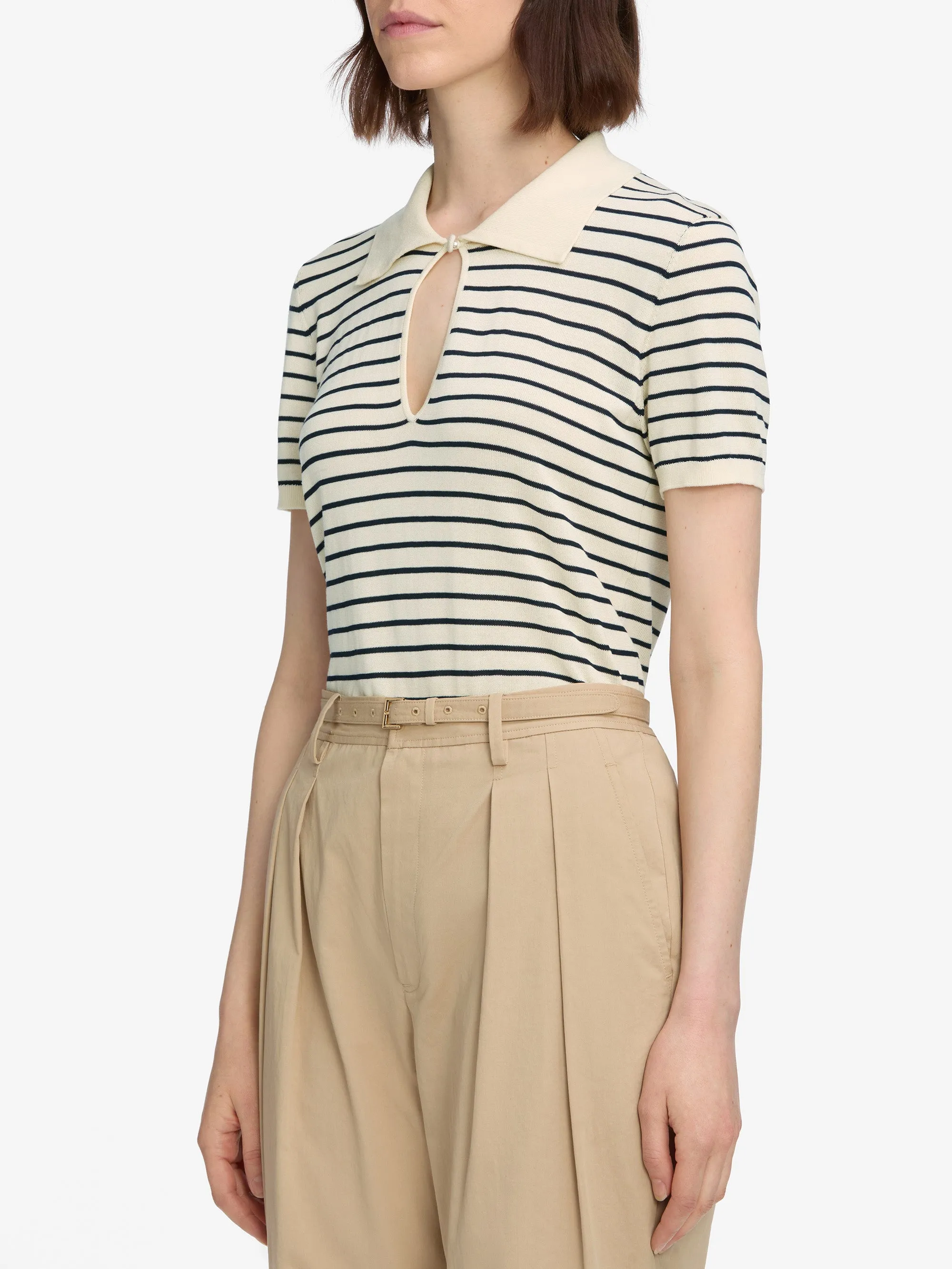 NonIrritating Seams The Keyhole Polo -- Cream Multi